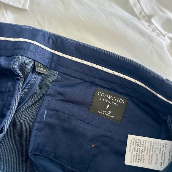 Boys Crewcuts Ludlow 100% Italian Wool blue suit set with tuxedo shirt sz 12 - Picture 4 of 10